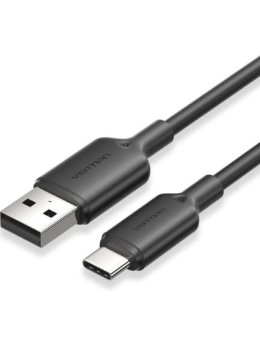 Cable USB 2.0 Tipo-C Vention CTQBF/ USB Tipo-C Macho - USB Macho/ Hasta 60W/ 480Mbps/ 1m/ Negro
