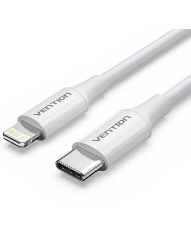 Cable USB 2.0 Tipo-C Lightning Vention LAJWF/ USB Tipo-C Macho - Lightning Macho/ Hasta 27W/ 480Mbps/ 1m/ Blanco