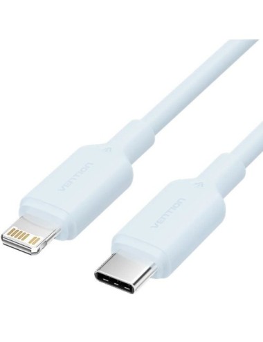 Cable USB 2.0 Tipo-C Lightning Vention LAKSF/ USB Tipo-C Macho - Lightning Macho/ Hasta 27W/ 480Mbps/ 1m/ Azul