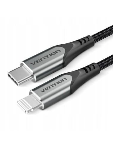 Cable USB 2.0 Tipo-C Lightning Vention TACHF/ USB Tipo-C Macho - Lightning Macho/ 480Mbps/ 1m/ Gris