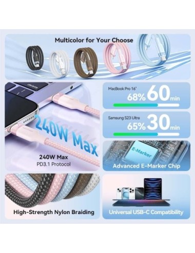 Cable USB 2.0 Tipo-C 5A Vention TRIJF/ USB Tipo-C Macho - USB Tipo-C Macho/ Hasta 240W/ 480Mbps/ 1m/ Dorado