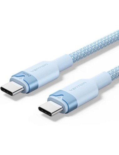 Cable USB 2.0 Tipo-C 5A Vention TRISH/ USB Tipo-C Macho - USB Tipo-C Macho/ Hasta 240W/ 480Mbps/ 2m/ Azul