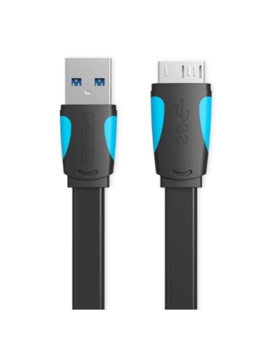 Cable USB 3.0 Vention VAS-A12-B100/ MicroUSB Macho - USB Macho/ Hasta 10W/ 5Gbps/ 1m/ Azul y Negro