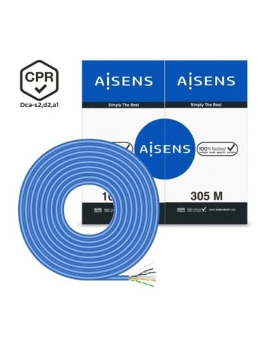 Bobina de Cable RJ45 UTP AWG24 LSZH CPR Dca Aisens A135-0663 Cat.6/ 305m/ Azul