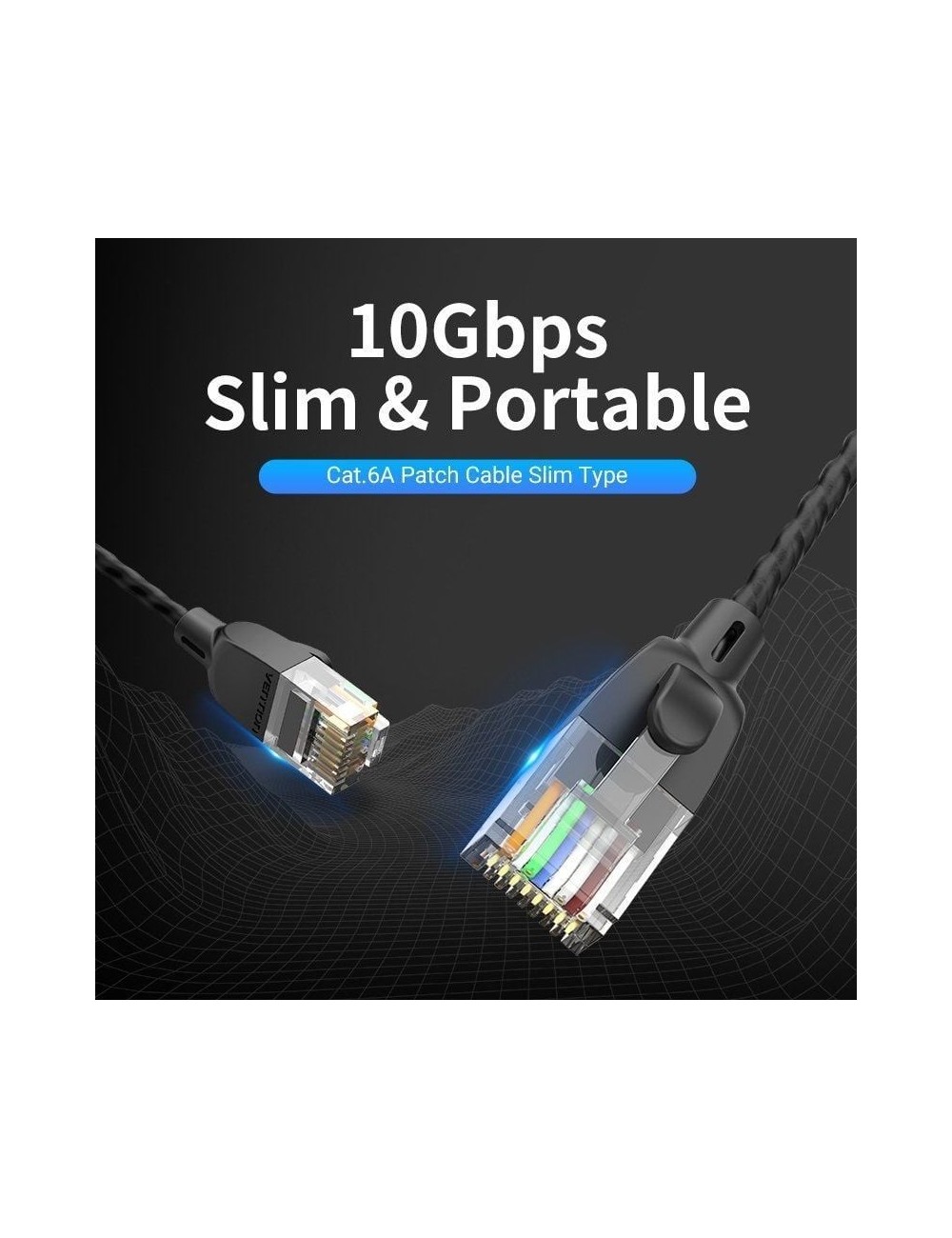 Cable de Red RJ45 UTP Vention IBIBI Cat.6A/ 3m/ Negro