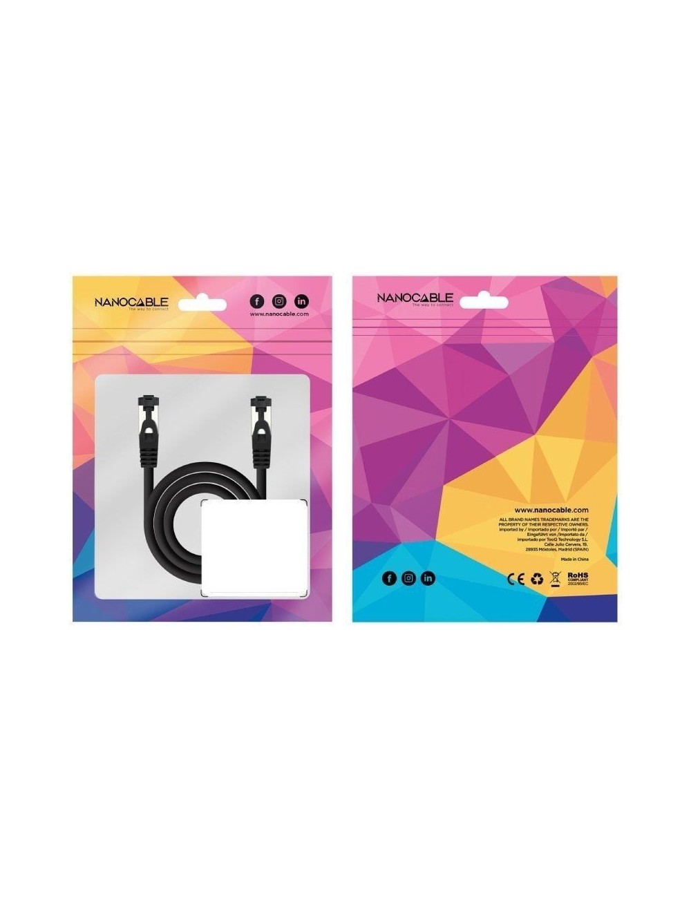 Cable de Red RJ45 SSTP Nanocable 10.20.2000-L25-BK Cat.8.1/ 25cm/ Negro