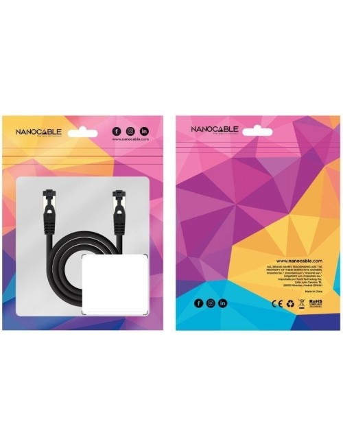 Cable de Red RJ45 SSTP Nanocable 10.20.2000-L25-BK Cat.8.1/ 25cm/ Negro