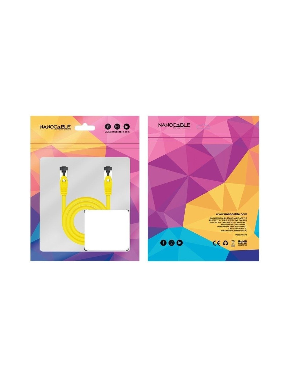 Cable de Red RJ45 SSTP Nanocable 10.20.2000-L25-Y Cat.8.1/ 25cm/ Amarillo