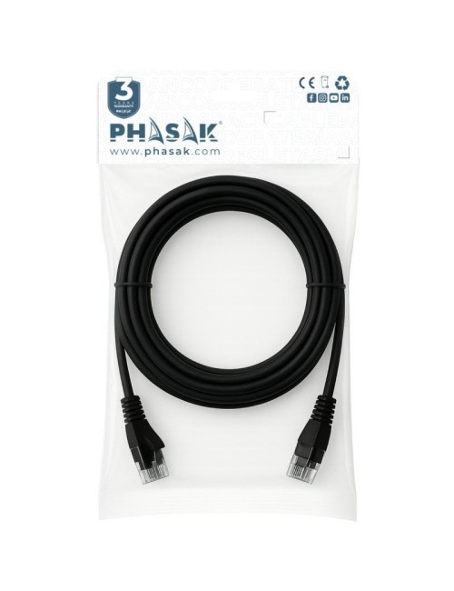 Cable de Red RJ45 UTP Phasak PHK 1725 Cat.6/ 25m/ Negro