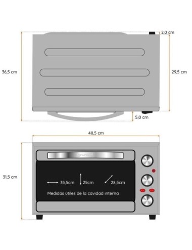Horno de Sobremesa Grunkel HR-28SILVER/ 1600W/ Capacidad 28L/ Plata