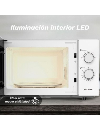 Microondas Grunkel MW-25EASY/ 850W/ Capacidad 25L/ Blanco
