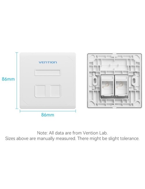 Placa de Pared Keystock Vention IFEW0/ 2 Puertos RJ45