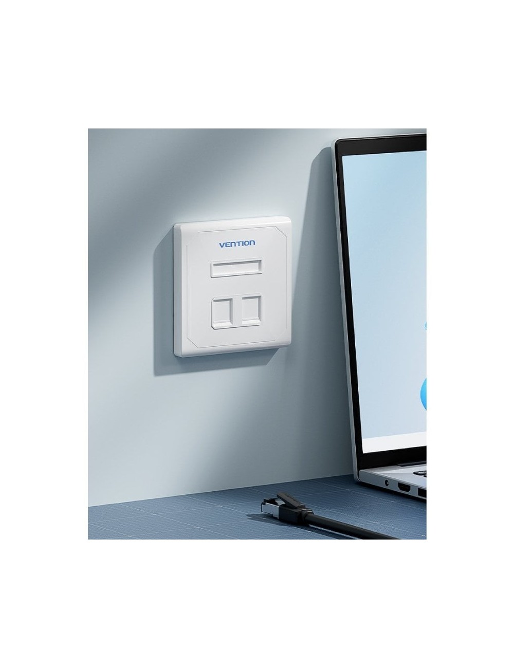 Placa de Pared Keystock Vention IFEW0/ 2 Puertos RJ45