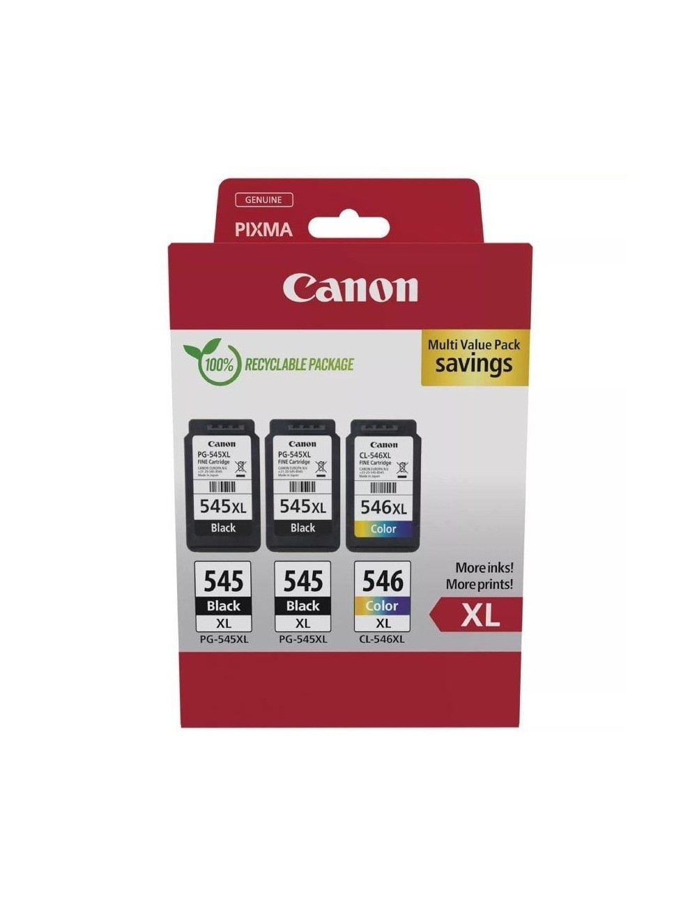 Cartucho de Tinta Original Canon PG-545XL + CL-546XL Multipack Alta Capacidad/ 2x Negro/ Tricolor