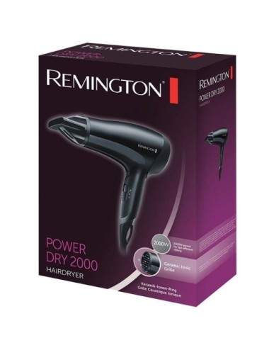 Secador Remington Power Dry 2000 D3010/ 2000W/ Iónico/ Negro