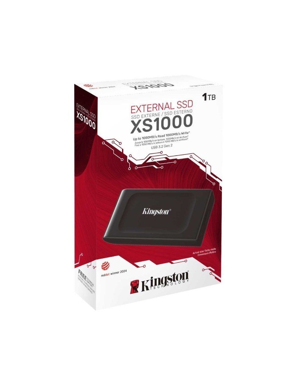 Disco Externo SSD Kingston XS1000 1TB/ USB 3.2/ Negro