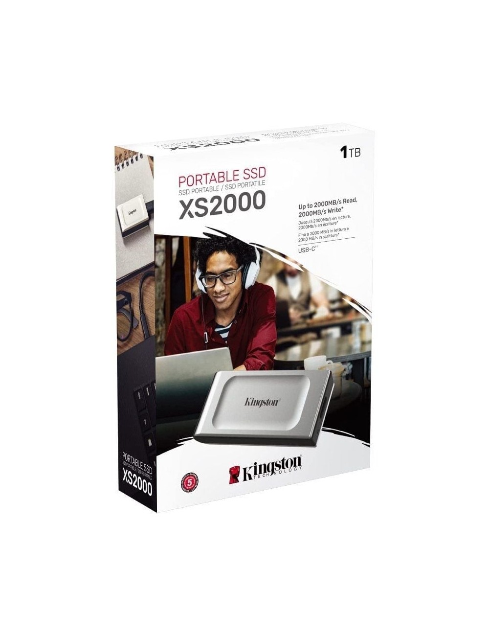 Disco Externo SSD Kingston SXS2000 1TB/ USB 3.2/ Plata