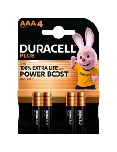 Pack de 4 Pilas AAA Duracell Plus Power Boost DPBLR3B4/ 1.5V/ Alcalinas