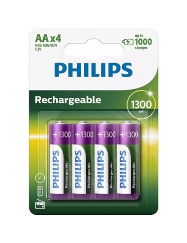 Pack de 4 Pilas AA Philips R6B4A130/10/ 1.2V/ Recargables