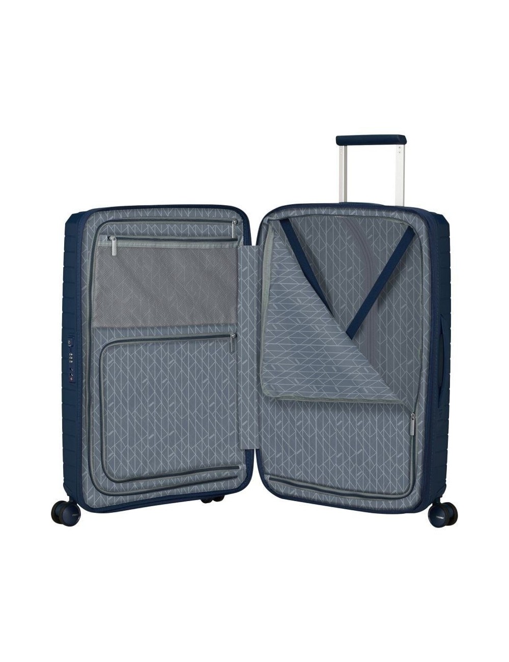 Maleta Mediana American Tourister FastForward Spinner Expansible 68cm/ 68x46x30cm/ 4 Ruedas/ Azul Marino