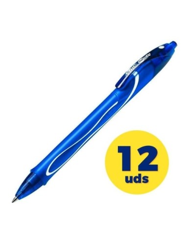 Caja de Bolígrafos de Tinta de Gel Retráctil Bic Gelocity Quick Dry 950442/ 12 unidades/ Azules