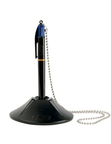 Bolígrafo de Tinta de Aceite Retráctil Bic 527507/ Azul/ Incluye Base + Cadena