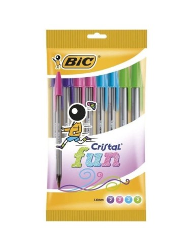 Bolígrafos de Tinta de Aceite Bic Cristal Fun 921342/ 10 unidades/ Colores Surtidos