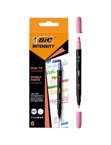 Marcadores Punta Biselada y Punta Fina Bic Intensity Dual Tip 503828/ Colores Surtidos
