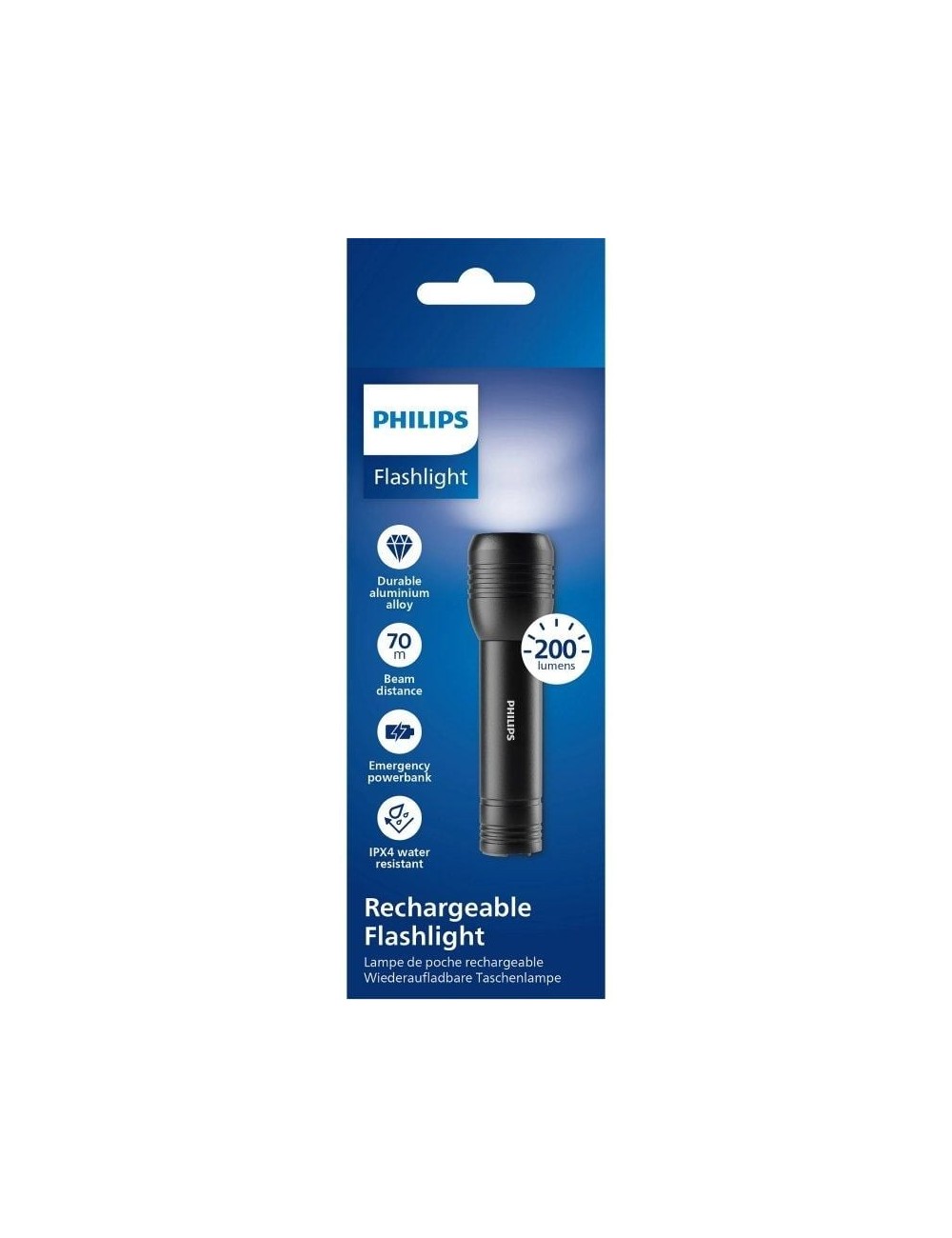 Linterna Philips SFL7003R/ 200 Lúmenes/ Batería Recargable