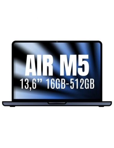 Apple Macbook Air 13,6'/ M5 10-Core CPU/ 16GB/ 512GB SSD/ 8-Core GPU/ Medianoche