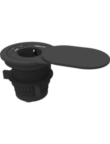 Toma Enchufe Empotrable 1 Toma de Corriente/ 1 USB Tipo-C/ 1 USB/ Negro