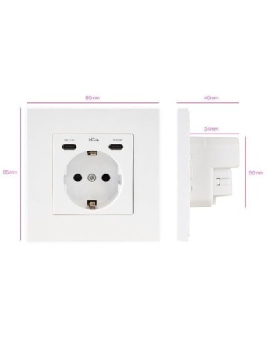 Roseta de Pared Nanocable 10 35 0012/ 1 Schuko/ 2 USB