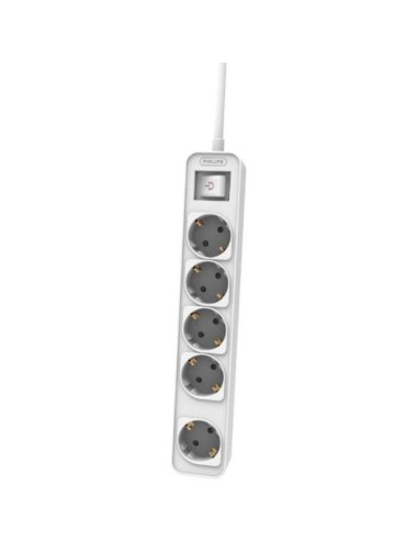 Regleta con Interruptor Philips CHP2154W/12/ 5 Tomas de corriente/ Cable 1.5m/ Blanco