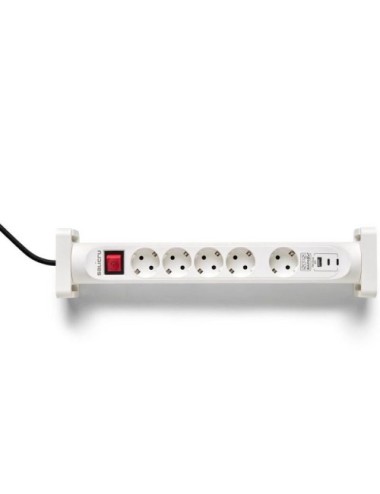 Regleta con interruptor Salicru SAFE 5S+/ 4 Tomas de corriente/ 1 Master/ 2 USB Tipo-C/ 1 USB/ Cable 1.4m/ Blanca