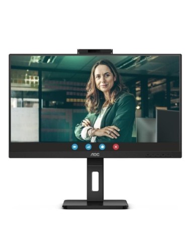Monitor Profesional AOC 24P3QW 23.8'/ Full HD/ Webcam/ Multimedia/ Regulable en altura/ Negro