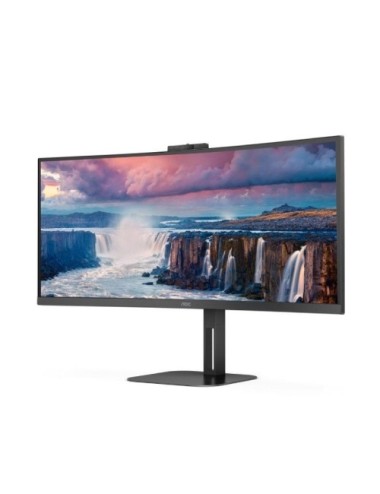 Monitor Profesional Curvo Ultrapanorámico AOC CU34V5CW/BK 34'/ UWQHD/ Webcam/ Multimedia/ Regulable en altura/ Negro