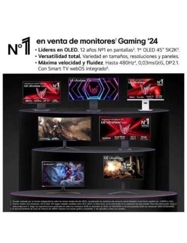 Smart Monitor Gaming Ultrapanorámico Curvo LG UltraGear 34GX90SA-W 34'/ WQHD/ Multimedia/ 0.03ms/ 240Hz/ OLED/ Regulable en altu
