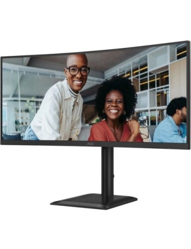 Monitor Profesional Ultrapanorámico Curvo AOC CU34E4CV 34'/ WQHD/ Multimedia/ Regulable en altura/ Negro