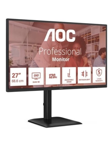 Monitor Profesional AOC Q27E4CV 27'/ QHD/ Multimedia/ Regulable en altura/ Negro