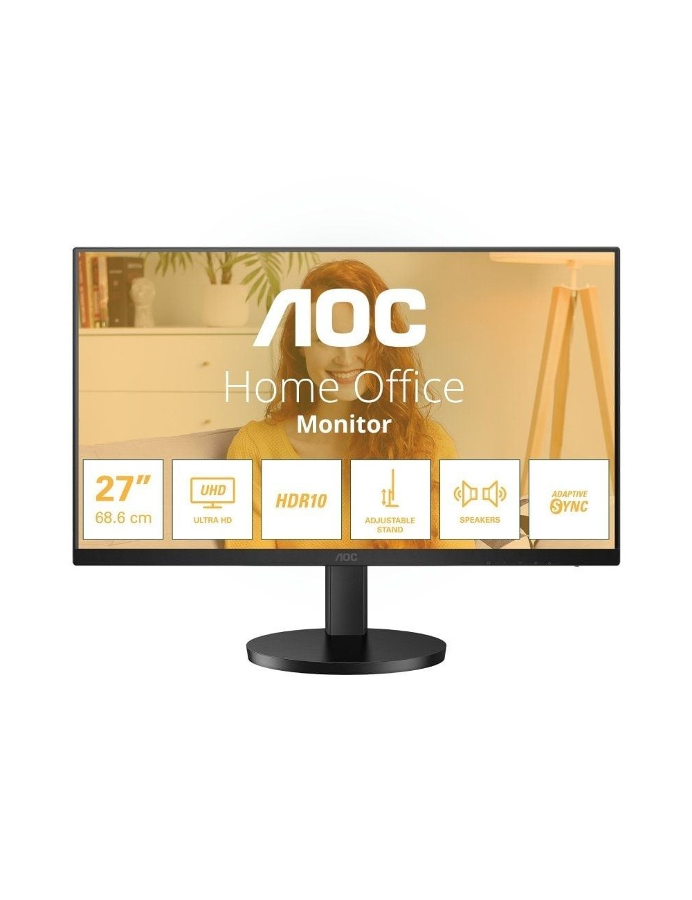 Monitor Profesional AOC U27B3AF 27'/ 4K/ Multimedia/ Regulable en altura/ Negro