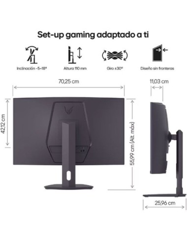 Monitor Gaming Curvo LG UltraGear 32G600A-B 31.5'/ QHD/ 1ms/ 180Hz/ VA/ Regulable en altura/ Negro