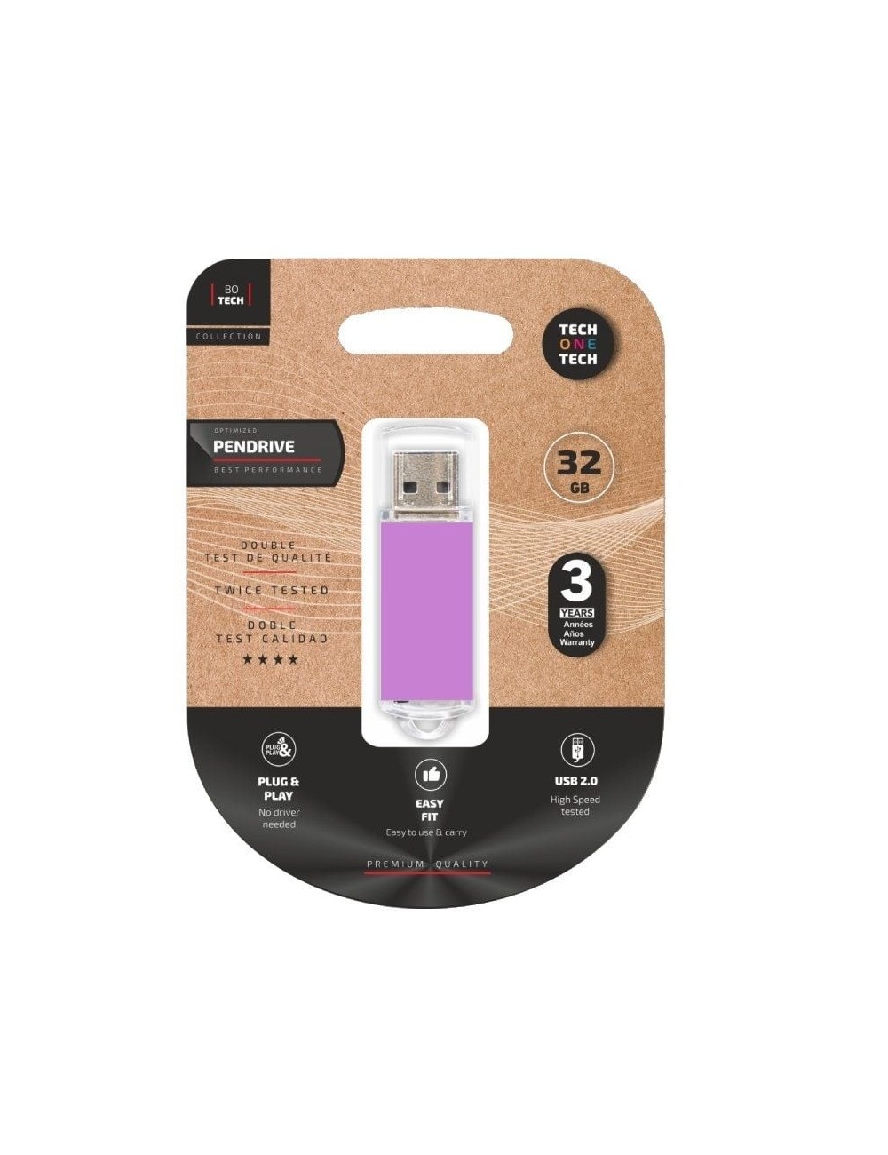 Pendrive 32GB Tech One Tech Basic USB 2.0/ Púrpura Claro