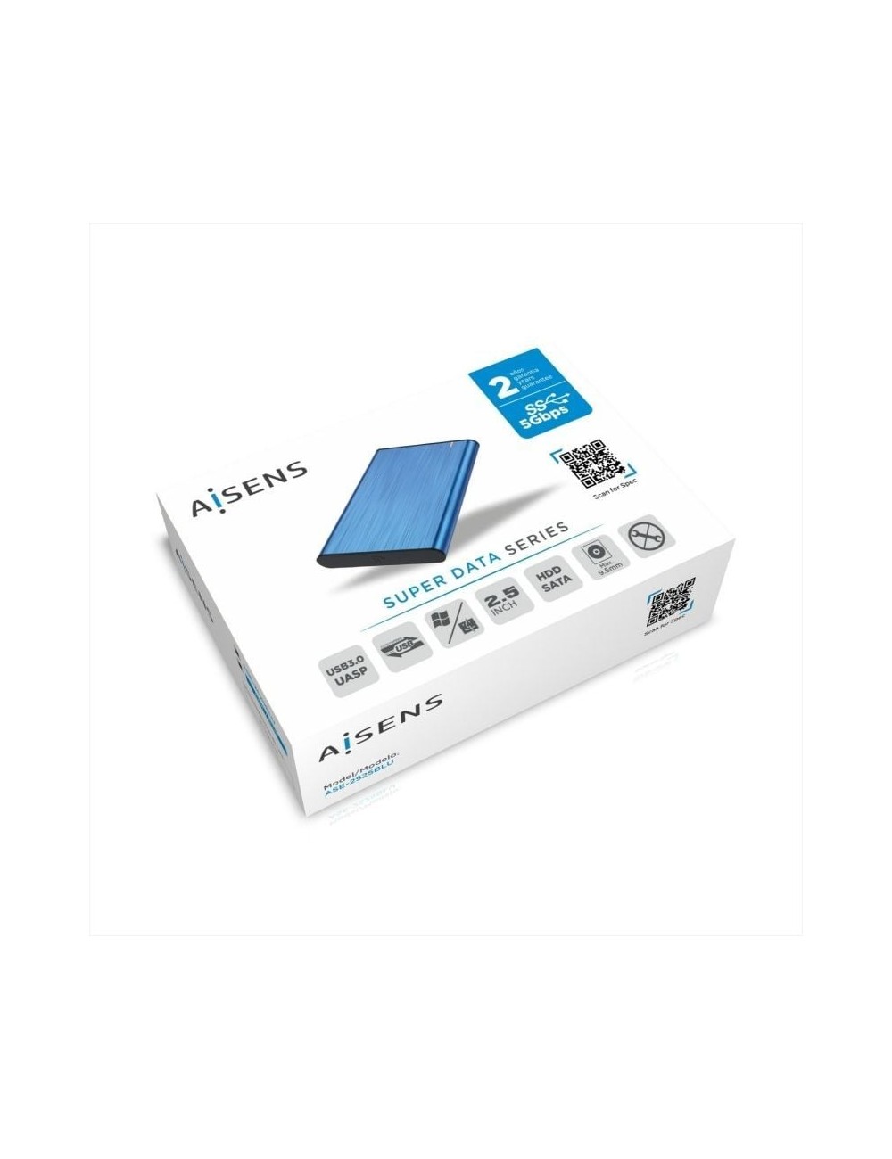 Caja Externa para Disco Duro de 2.5' Aisens ASE-2525BLU/ USB 3.1/ Sin tornillos
