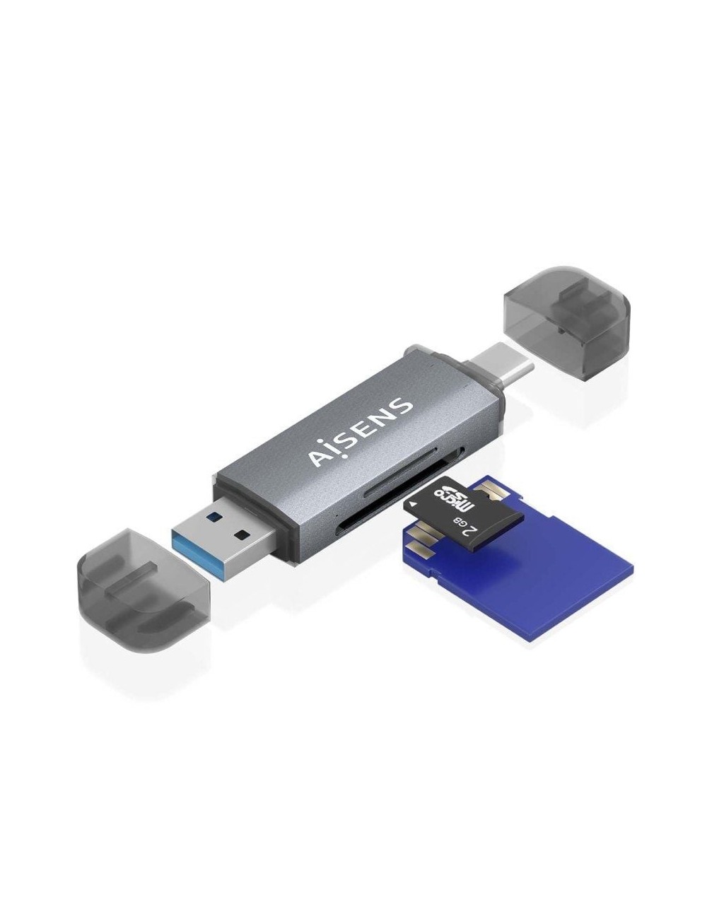 Lector de Tarjetas Externo Aisens ASCR-2AC08-GR/ USB 3.1