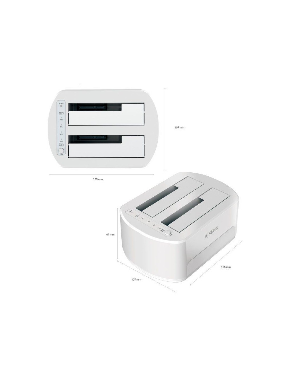 Docking Station para Discos Duros Aisens ASDS-D02W