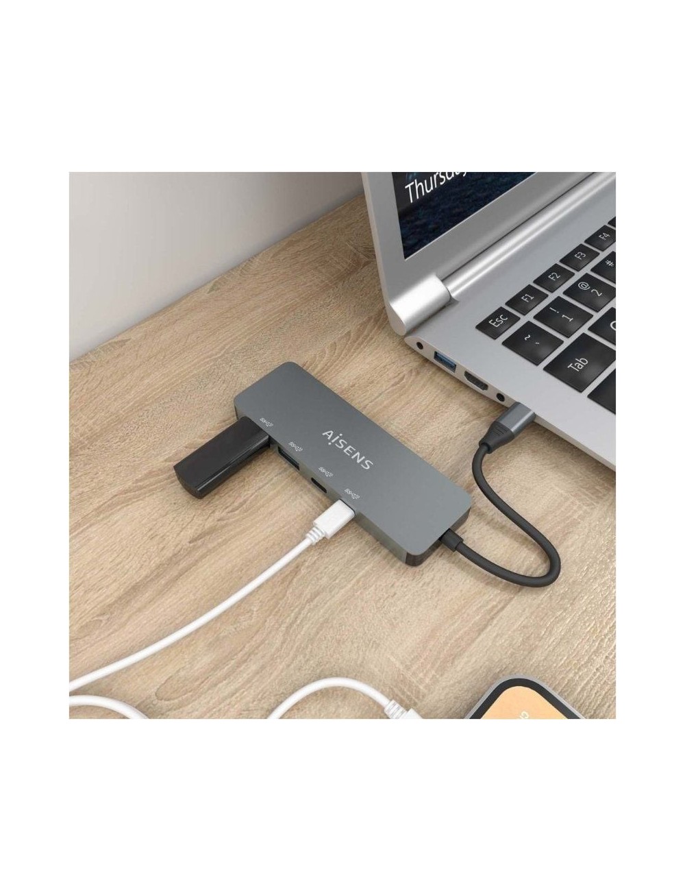 Hub USB Tipo-C Aisens A109-0694/ 2xUSB/ 2xUSB Tipo-C/ Gris