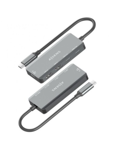 Hub USB Tipo-C Aisens A109-0946/ 2xUSB/ 2xUSB Tipo-C/ 1xUSB Tipo-C PD/ Gris
