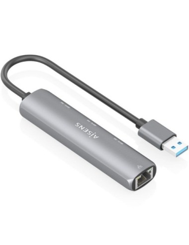 Hub USB Aisens ASUC-4P034-GR/ 3xUSB/ 1xRJ45/ Gris