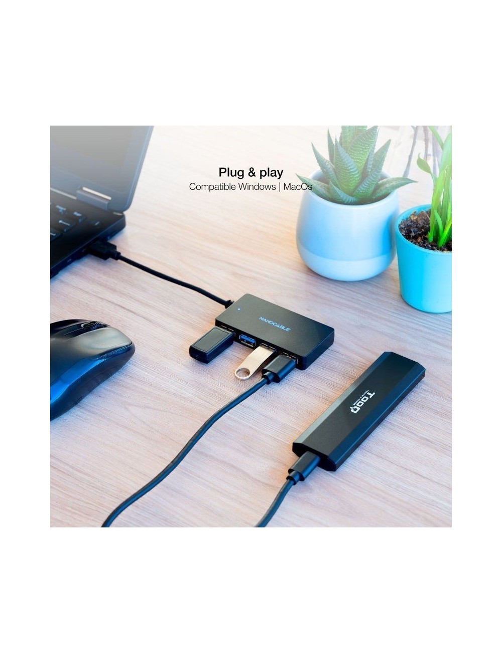 Hub USB 3.0 Nanocable 10.16.4403/ 4xUSB