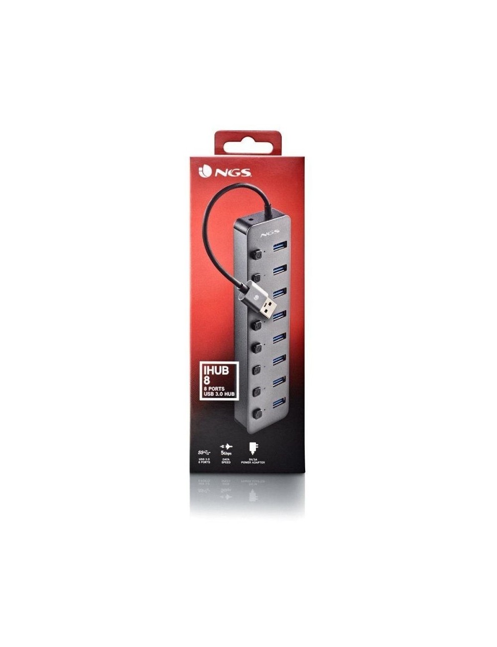 Hub USB NGS IHUB8 / 8xUSB 3.0/ Gris